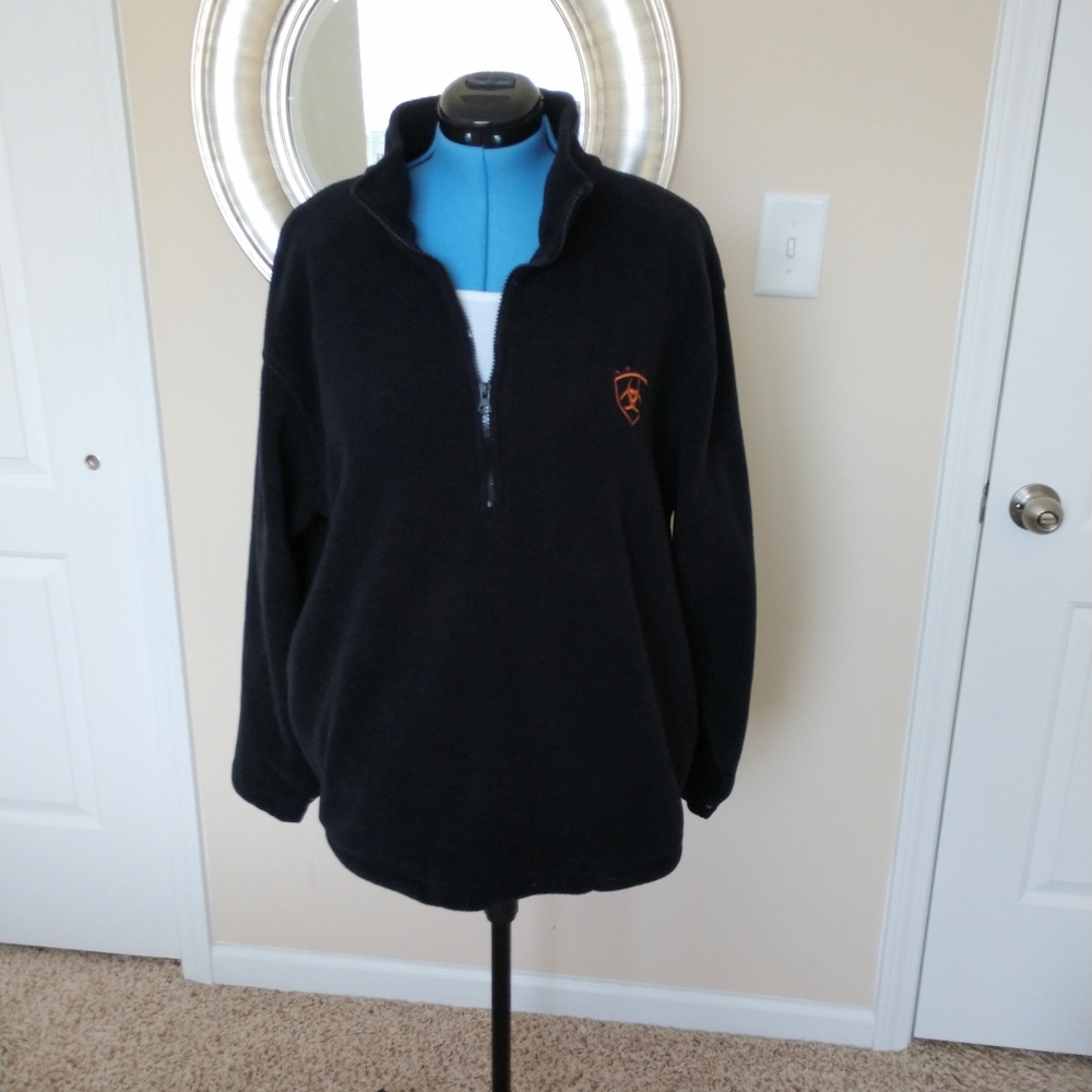 Ariat Black Fleece Jacket Size L Half zip - Picture 7 of 7